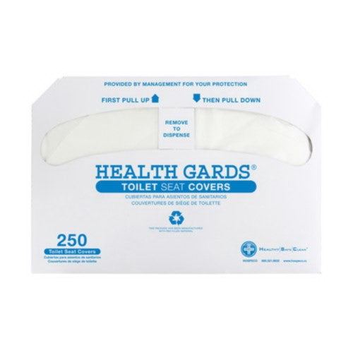 Health Gards Toilet Seat Covers, Half-fold, 14.25 X 16.5, White, 250/pack, 10 Boxes/carton