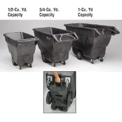 Structural Foam Tilt Truck, 101 Gal, 450 Lb Capacity, Plastic, Black