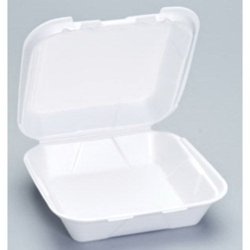 1 Compartment Vented Foam Hinged Container - 8.25" X 8" X 3" 200/Case