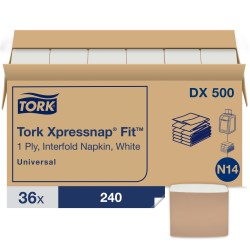 Xpressnap Fit Interfold Dispenser Napkins, 1-ply, 6.5 X 8.39, White, 240/pack, 36 Packs/carton