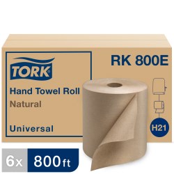 Universal Hardwound Roll Towel, 1-ply, 7.88" X 800 Ft, Natural, 6/carton