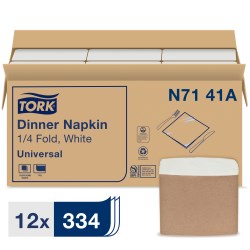 Tork Universal 1-Ply White 1/4 Fold Dinner Napkin 17 x 17 - 4008/Case