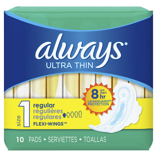 Always Ultra Thin Regular With Wings Pads-10 Count-12/Case