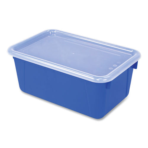 Storex Cubby Bin with Lid, 1 Section, 2 gal, 8.2 x 12.5 x 11.5, Assorted Colors, 5/Pack