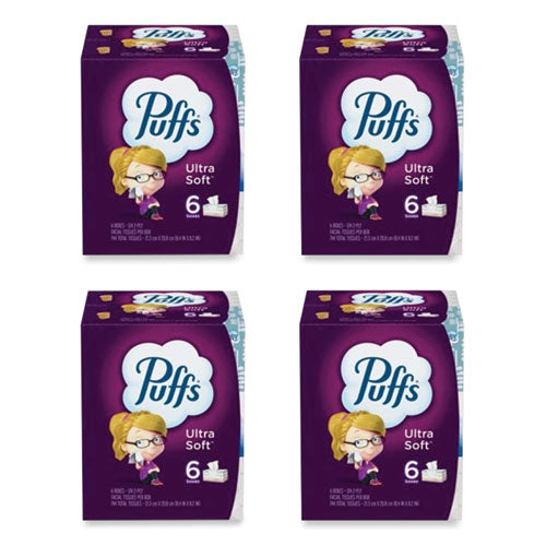 Puffs Ultra Soft Facial Tissue 2-ply White 124 Sheets/box 6 Boxes/pack 4 Packs/Case