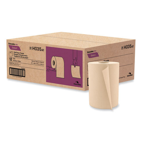 Cascades PRO Select Hardwound Roll Towels 1-ply 7.88"x350 Ft Natural 12 Rolls/Case