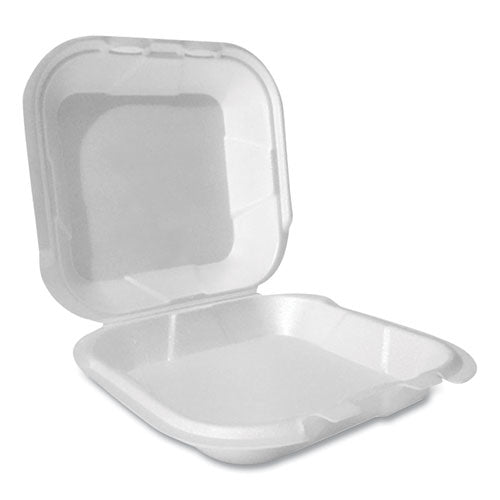 Plastifar Foam Hinged Lid Container Secure Two Tab Latch Poly Bag 8x8.56x2.76 White 100/sleeve 2 Sleeves/bag 1 Bag/pack