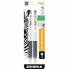 Zebra Pen SARASA Mark ON Gel Retractable Pens-Fine Pen Point-12.7 Mm Pen Point Size-Retractable-Black Water Based Ink-2/Pack