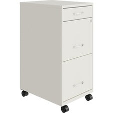 LYS SOHO Mobile File Cabinet-14.3" X 18" X 29.5"-3 X Drawers For File  Accessories  Document-Letter-Glide Suspension  Locking Drawer  Recessed Handle  Mobility  Casters-White-Baked Enamel-Steel-Recycled