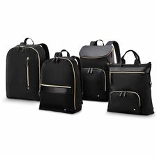 Samsonite Carrying Case Backpack For 14.1" Notebook Tablet Water Bottle Umbrella Accessories-Black-Water Resistant-Nylon Fabric Polyurethane Vinyl Body-Shoulder Strap Handle-15.8" Height X 11.4" Width X 3.9" Depth
