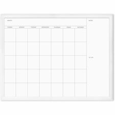 U Brands Magnetic Dry Erase Calendar-30" 2.5 Ft Width X 40" 3.3 Ft Height-White Painted Steel Surface-White Wood Frame-Rectangle-Horizontal-1 Each