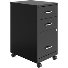 LYS SOHO 3-Drawer Organizer Metal File Cabinet-14.3" X 18" X 26.7"-3 X Drawers For File  Accessories-Letter-Storage Drawer  Mobility  Wheels  Glide Suspension  Drawer Extension  Locking Drawer-Black-Metal-Recycled