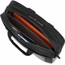 Executive Carrying Case Briefcase For 15.6" Notebook Pen Business Card File Folder Tablet-Black-Leather Polyester Split Leather Body-Tricot Interior Material-Handle Shoulder Strap-1 Each