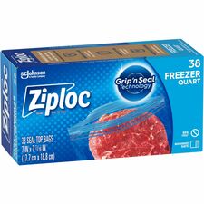 Ziploc&reg  Grip N' Seal Freezer Bags-1 Quart Capacity-Blue-Plastic-9/Carton-38 Per Box-Food