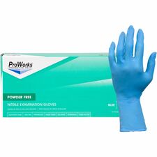 ProWorks Nitrile Exam Gloves-X-Large Size-For Right/Left Hand-Nitrile-Blue-Powder-free  Disposable  Non-sterile  Wear Resistant  Tear Resistant  Durable  Latex-free  Heavyweight  Extended Cuff-For Automotive  Aerospace  Examination  Healthcare  Industrial