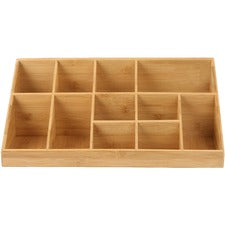 Mind Reader Bali 11-Compartment Bamboo Organizer-11 Compartments-2 Tiers-6.5" Height X 9.5" Width X 18.2" Depth-Desktop Tabletop Counter-Lightweight Durable Food Safe Easy To Clean-Brown-Bamboo-1 Each