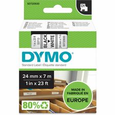 Dymo S0720930 D1 53713 Tape 24mm X 7m Black On White-15/16" Width X 22 31/32 Ft Length-Black On White-1 Each-Easy Peel Durable
