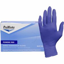 ProWorks Nitrile Exam Gloves-X-Large Size-Nitrile-Blue Violet-Soft  Flexible  Comfortable  Latex-free  Non-sterile  Beaded Cuff-For General Purpose  Industrial  Food Service  Gardening  Dental-200/Box-3 Mil Thickness-9.50" Glove Length