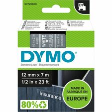 Dymo D1 Self Adhesive Tape Cassette-15/32" Width-Rectangle-Thermal Transfer-Glossy-Transparent  White