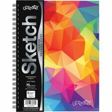 Pacon Fashion Sketch Book-75 Pages-Spiral-120 G/m² Grammage-9" X 6"-Neon Kaleidoscope Cover-Acid-free Perforated Durable