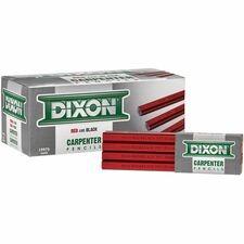 Dixon Industrial Carpenter Pencils-Graphite Lead-Red Black Barrel-12/Box