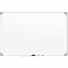 U Brands White Aluminum Framed Magnetic Porcelain Steel Board 96" X 47"-96" 8 Ft Width X 47" 4 Ft Height-White Porcelain Steel Surface-White Aluminum Frame-Rectangle-Horizontal/Vertical-1