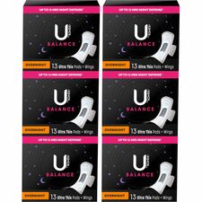 U By Kotex Ultra Thin Overnight Pads-WithWings-6/Carton-Absorbent Odor-absorbing Individually Wrapped Anti-leak