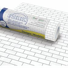 Fadeless Bulletin Board Paper Rolls-Classroom Door File Cabinet School Home Office Project Display Table Skirting Party Decoration-48"Width X 50 FtLength-1 Roll-White Subway Tile-Paper
