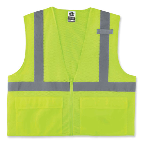 Ergodyne Glowear 8220z Class 2 Standard Mesh Zipper Vest Polyester 4x-large/5x-large Lime