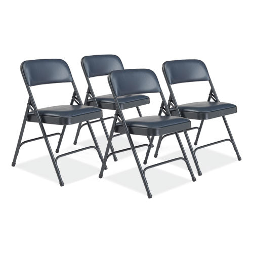 NPS 1200 Series Vinyl Dual-hinge Folding Chair Supports 500 Lb 17.75" Seat Ht Dark Midnight Blue 4/ct Ships In 1-3 Bus Days
