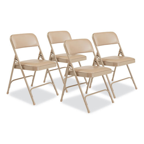 NPS 1200 Series Premium Vinyl Dual-hinge Folding Chair Supports 500 Lb 17.75" Seat Ht French Beige 4/ctships In 1-3 Bus Days