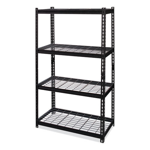 Hirsh Industries Iron Horse 2300 Wire Deck Shelving Four-shelf 36wx18dx60h Black