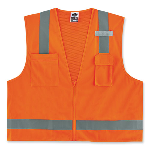 Ergodyne Glowear 8249z-s Single Size Class 2 Economy Surveyors Zipper Vest Polyester Small Orange
