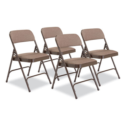 NPS 2200 Series Fabric Dual-hinge Premium Folding Chair Supports 500 Lb Walnut Seat/back Brown Base4/ctships In 1-3 Bus Days