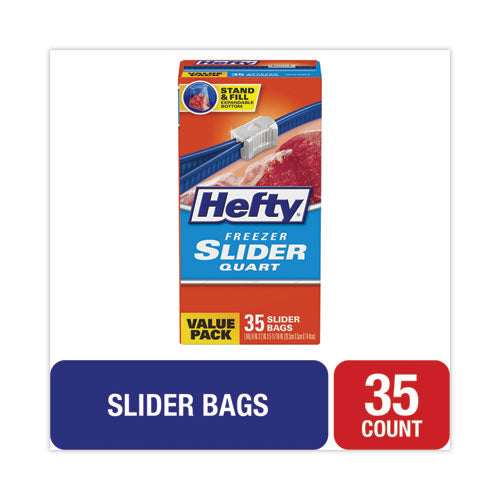 Hefty Freezer Slider Bags, Quart, 35 Count (Pack of 3)