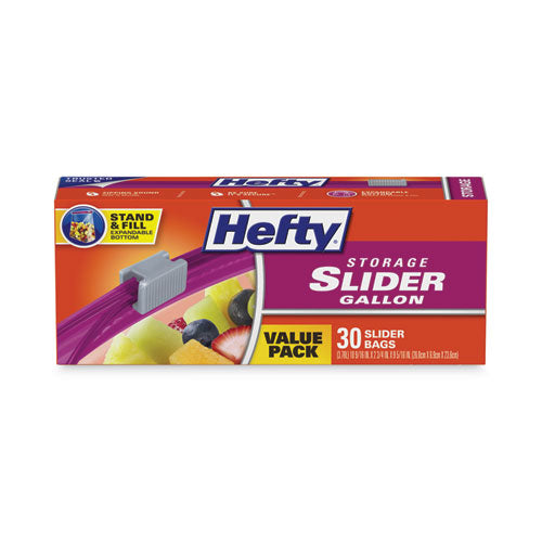 Hefty Slider Bags 1 Gal 1.5 Mil 10.56"x11" Clear 30/box