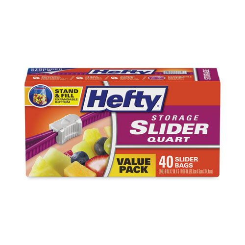 Hefty Slider Bags 1 Qt 1.5 Mil 8"x7" Clear 40/box