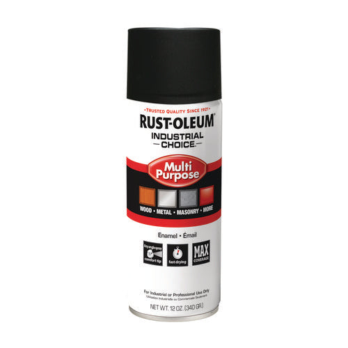 Rust-Oleum Industrial Choice 1600 System Multi-purpose Enamel Spray Paint Ultra-flat Black 12 Oz Aerosol Can 6/Case