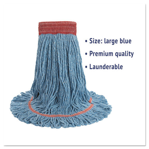 Boardwalk Super Loop Wet Mop Head Cotton/synthetic Fiber 5" Headband Large Size Blue
