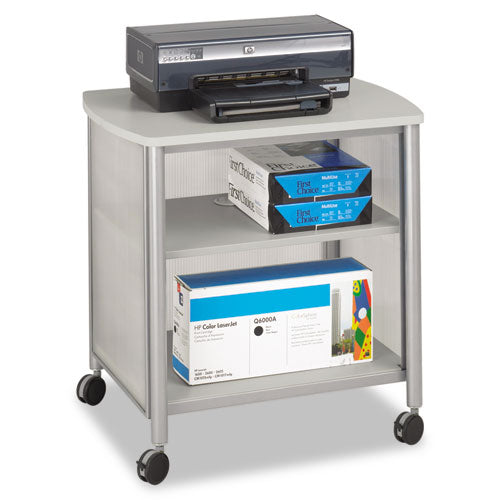 Impromptu Under-desk Machine Stand, Metal, 2 Shelves, 100 Lb Capacity, 20.5" X 16.5" X 14.5", Cherry/white/black