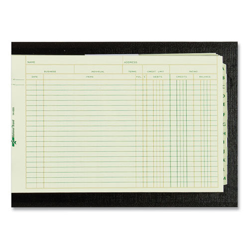 Four-ring Ledger Binder Kit With A-z Index, Black Cover, 8.5 X 5 Debit-credit-balance Sheets, 100 Sheets/book