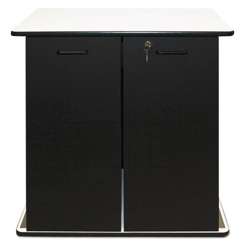 Refreshment Stand, Engineered Wood, 9 Shelves, 29.5" X 21" X 33", White/black