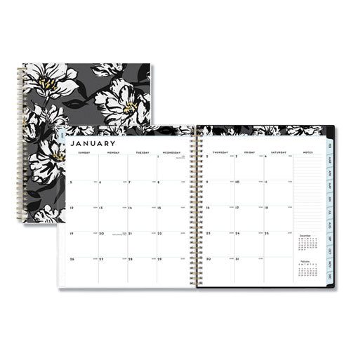 Baccara Dark Create-your-own Cover Weekly/monthly Planner, Floral, 8 X 5, Gray/black/gold Cover, 12-month (jan-dec): 2023