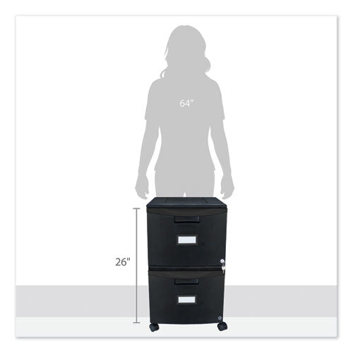 Two-drawer Mobile Filing Cabinet, 2 Legal/letter-size File Drawers, Black, 14.75" X 18.25" X 26"