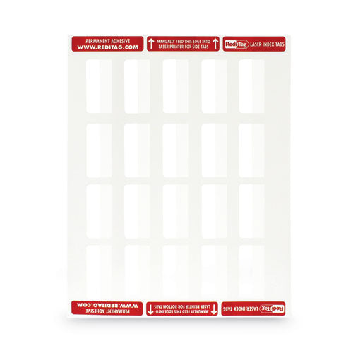 Laser Printable Index Tabs, 1/5-cut, White, 2" Wide, 300/pack