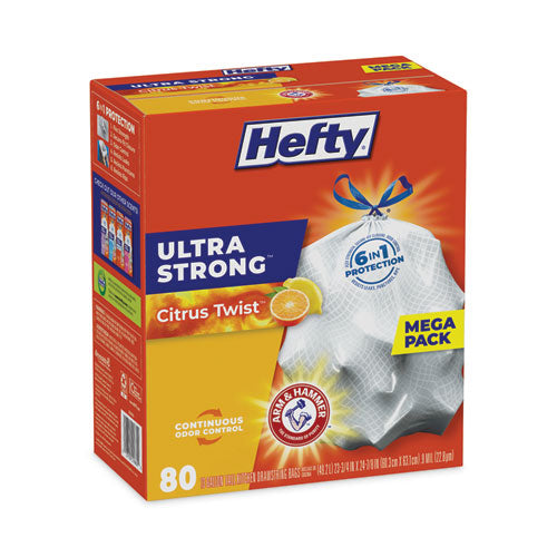 Ultra Strong Scented Tall White Kitchen Bags, 13 Gal, 0.9 Mil, 23.75" X 24.88", White, 80/box