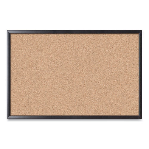 Cork Bulletin Board, 36 X 24, Natural Surface, Black Wood Frame
