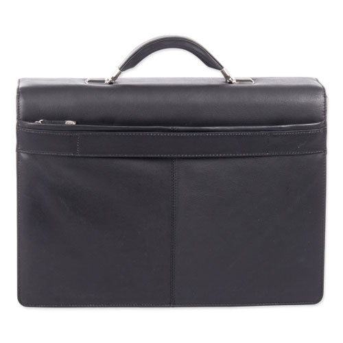 Milestone Briefcase, Fits Devices Up To 15.6", Leather, 5 X 5 X 12, Black