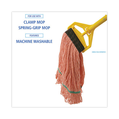 Super Loop Wet Mop Head, Cotton/synthetic Fiber, 5" Headband, Medium Size, Orange, 12/carton