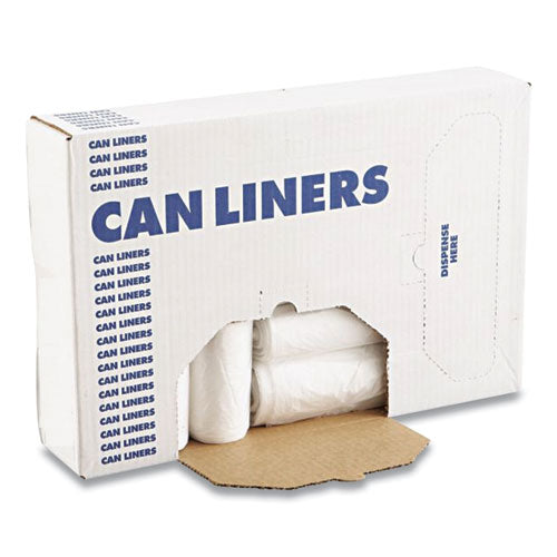 High Density Industrial Can Liners Coreless Rolls, 60 Gal, 13 Microns, 38 X 60, Natural, 25 Bags/roll, 8 Rolls/carton